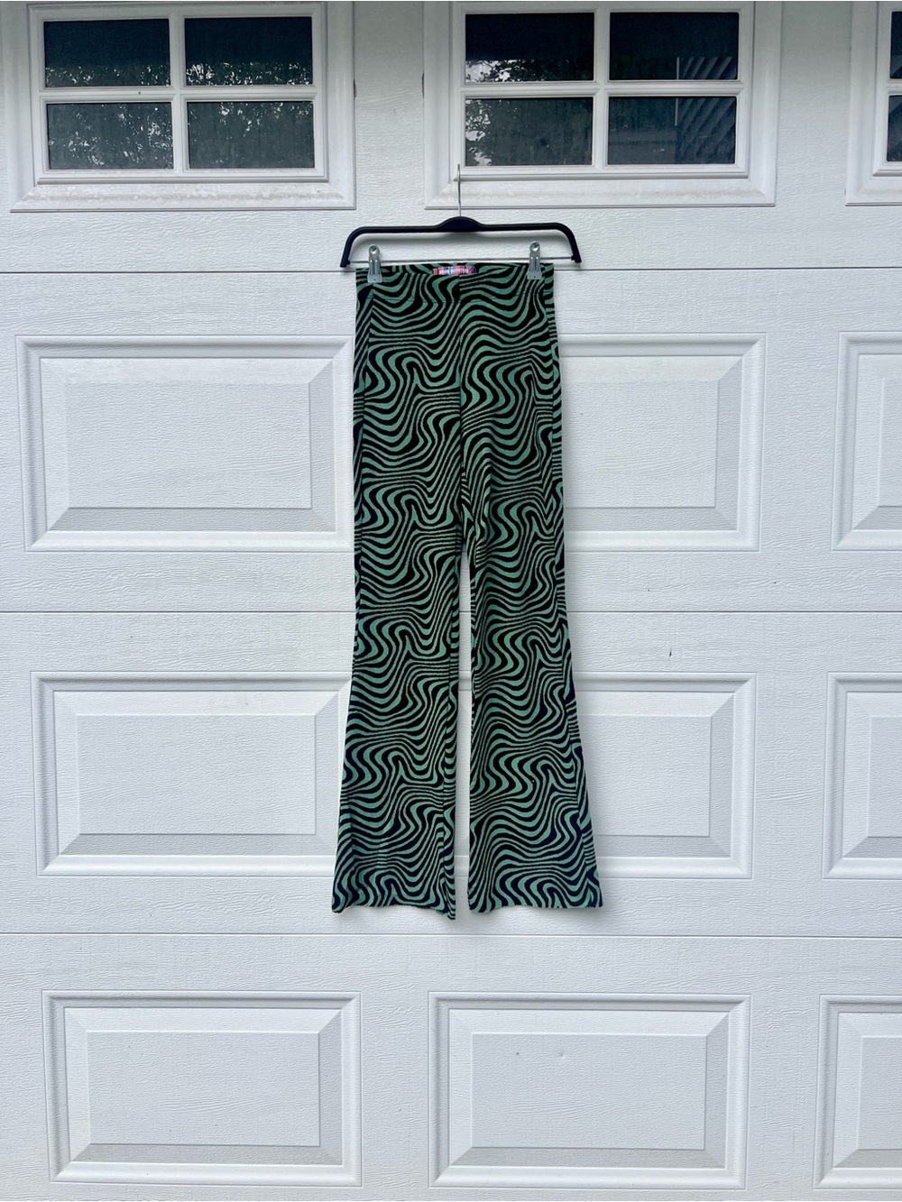 Urban Outfitters Black & Green Swirl Flare Pants
